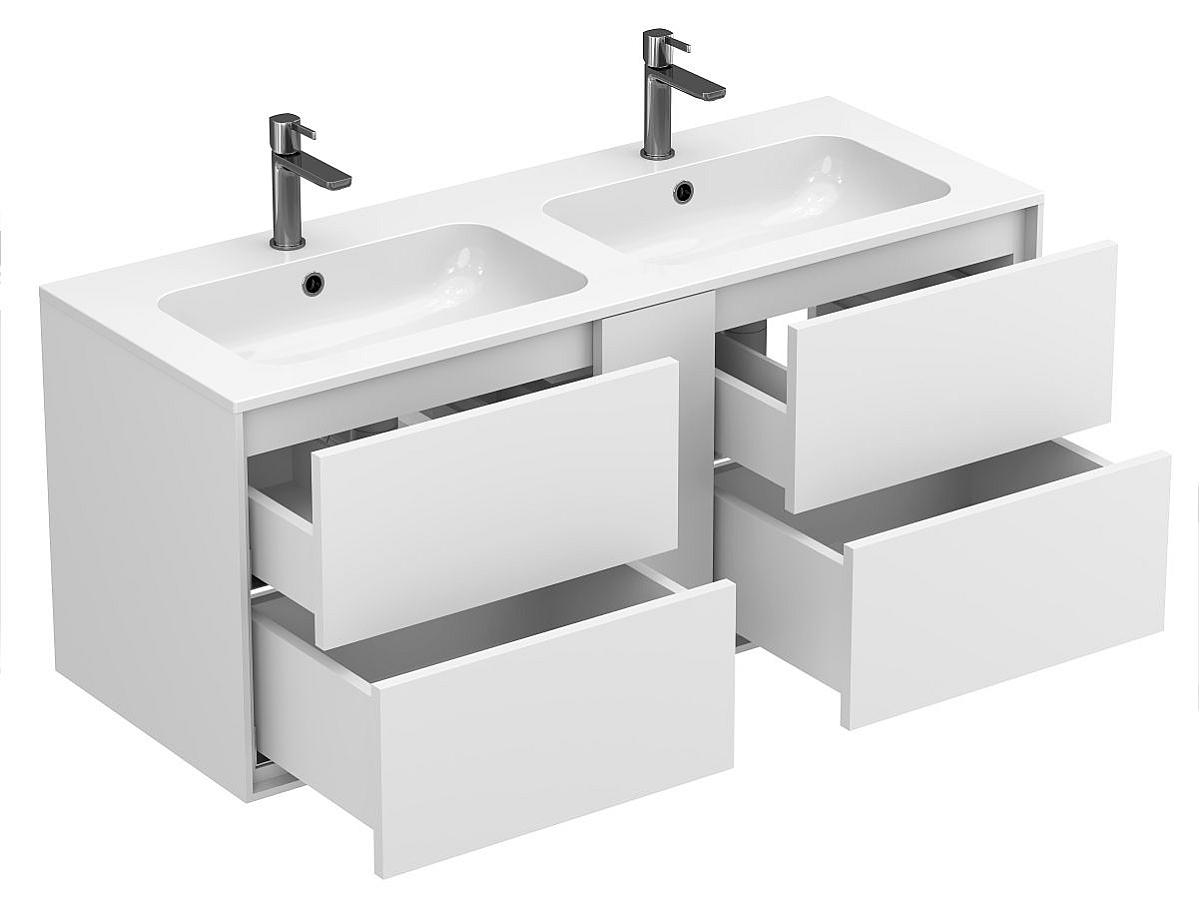 Тумба підвісна SPACE Біла soft-touch з умивальником DELLA 1200 D