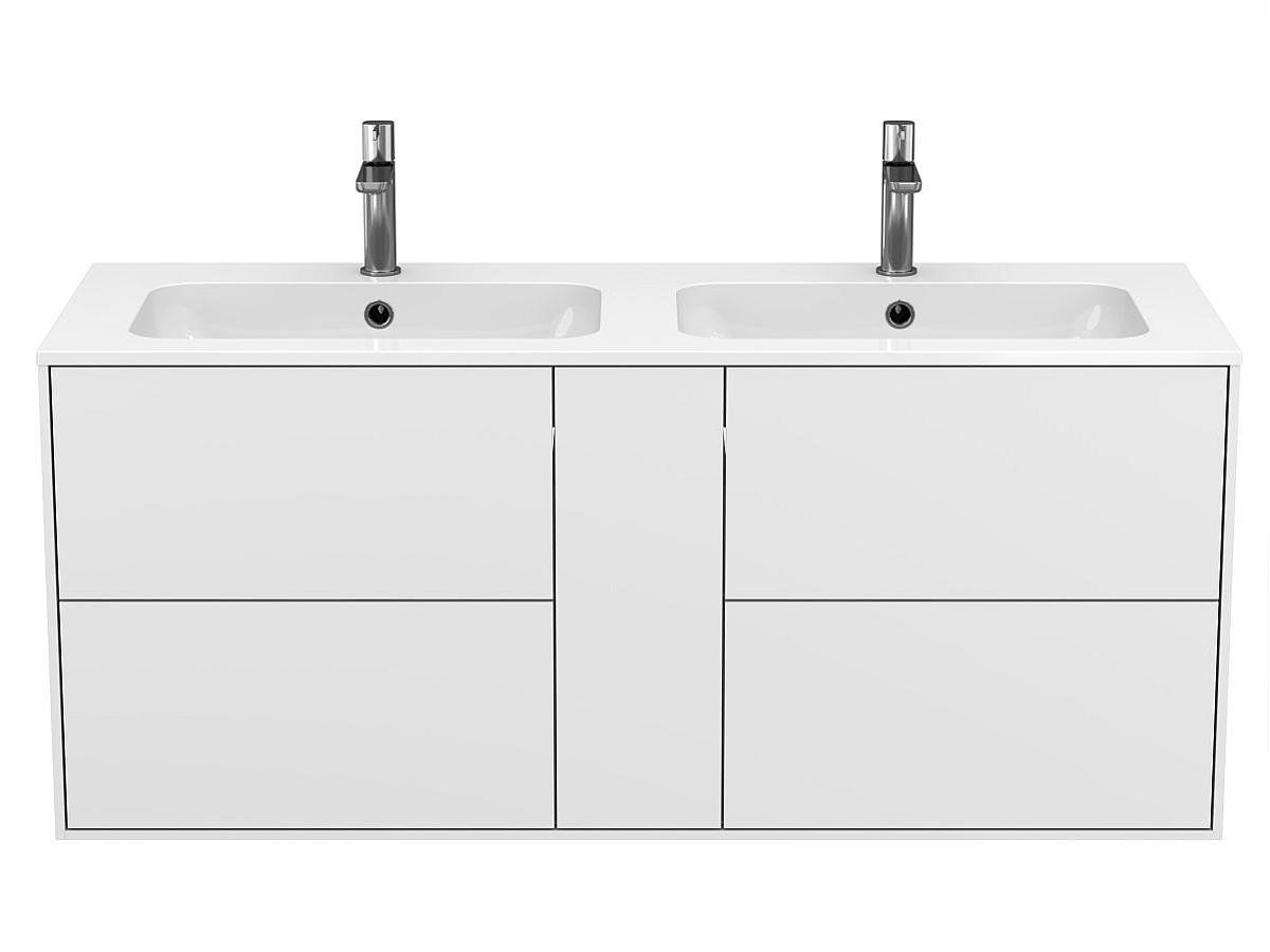 Тумба підвісна SPACE Біла soft-touch з умивальником DELLA 1200 D