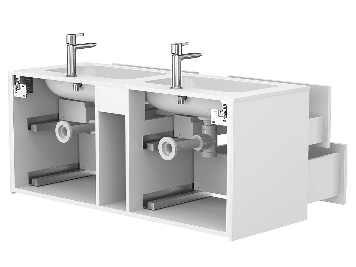 Тумба підвісна SPACE Біла soft-touch з умивальником DELLA 1200 D