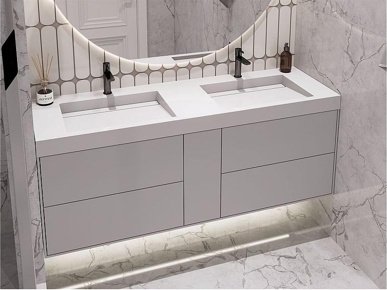 Тумба підвісна SPACE Біла матова з умивальником AGNESS 1500