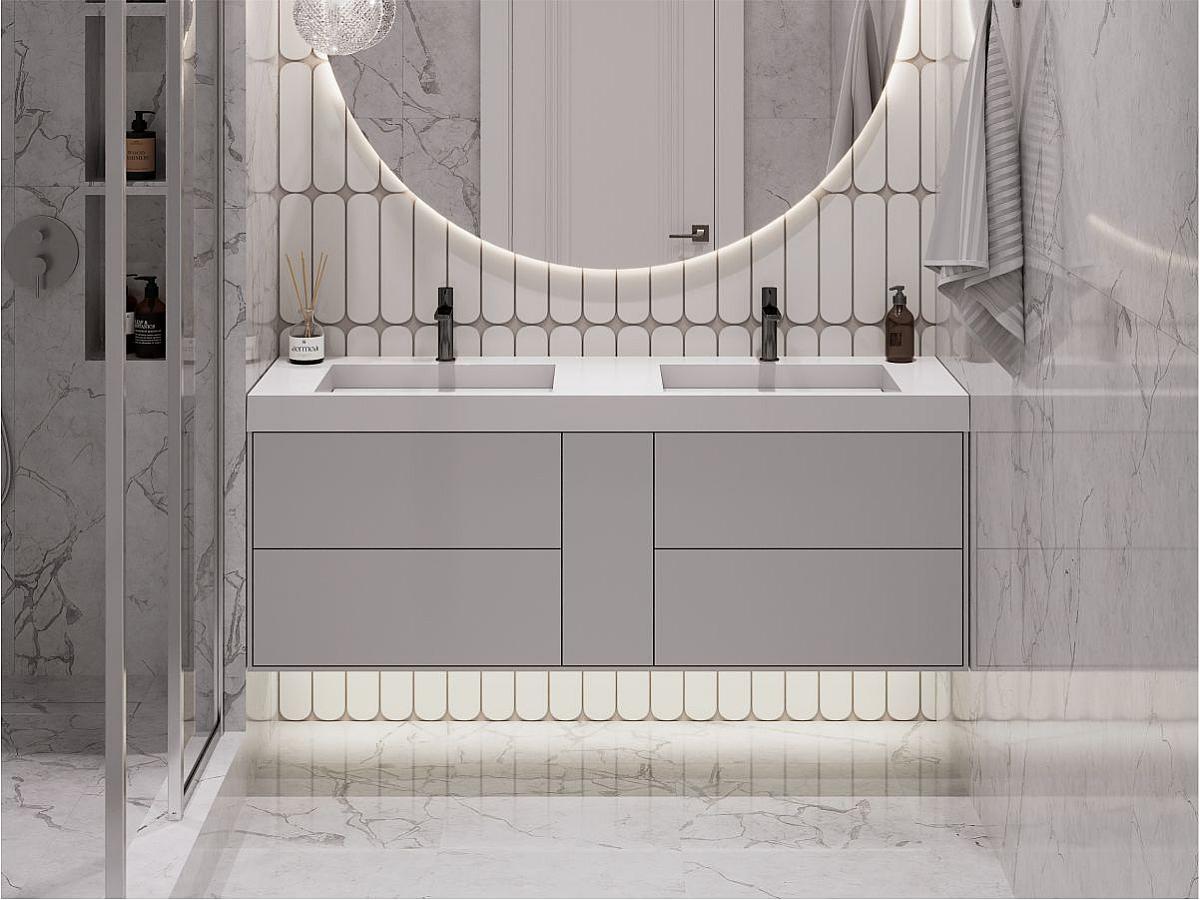 Тумба підвісна SPACE Біла матова з умивальником AGNESS 1500