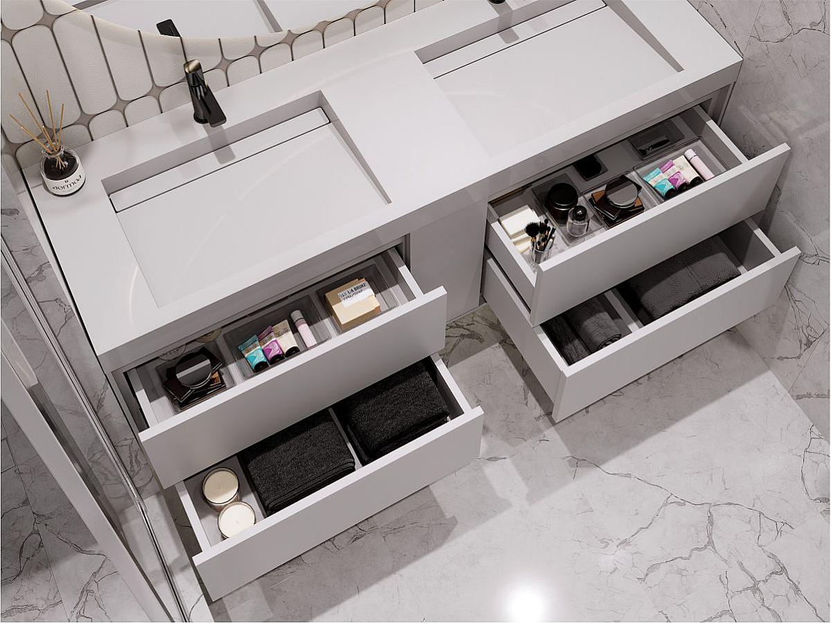 Тумба підвісна SPACE Біла матова з умивальником AGNESS 1500