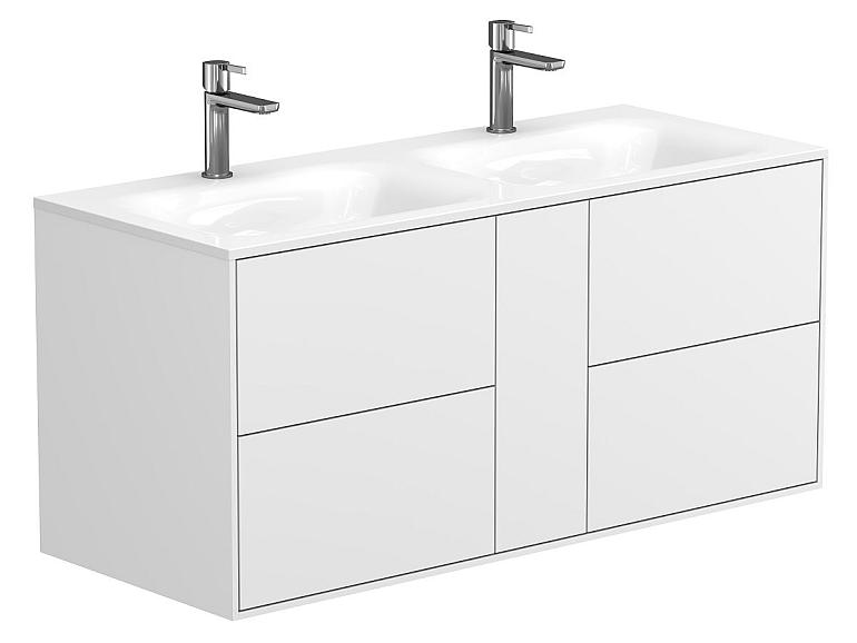 Тумба підвісна SPACE Біла матова з умивальником JESSEL 1100 D