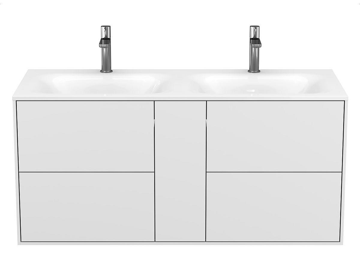 Тумба подвесная SPACE Белая матовая с умывальником JESSEL 1100 D