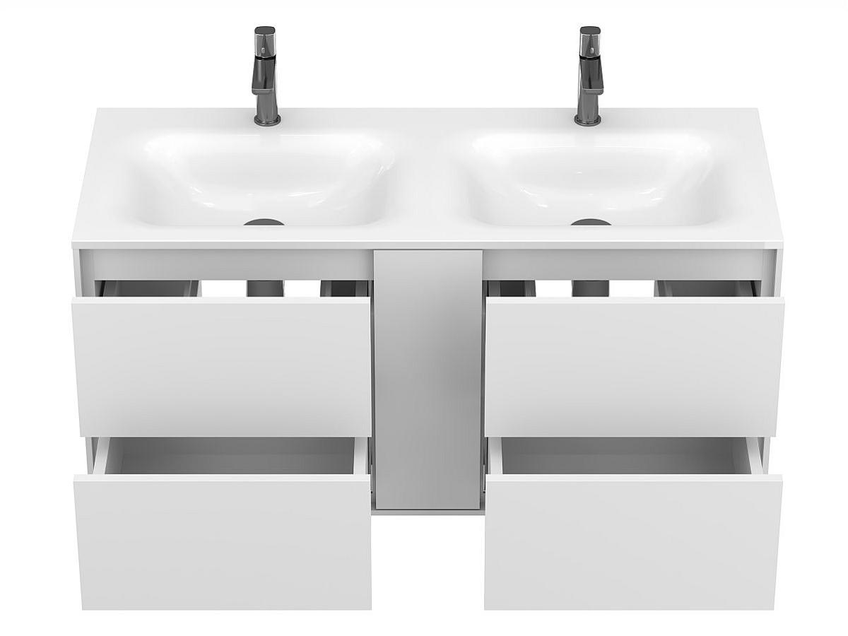 Тумба подвесная SPACE Белая матовая с умывальником JESSEL 1100 D