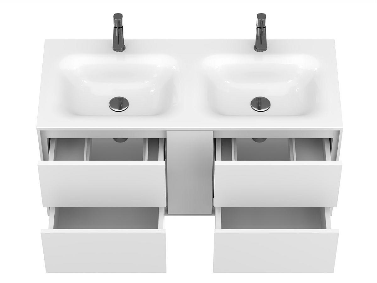 Тумба подвесная SPACE Белая матовая с умывальником JESSEL 1100 D