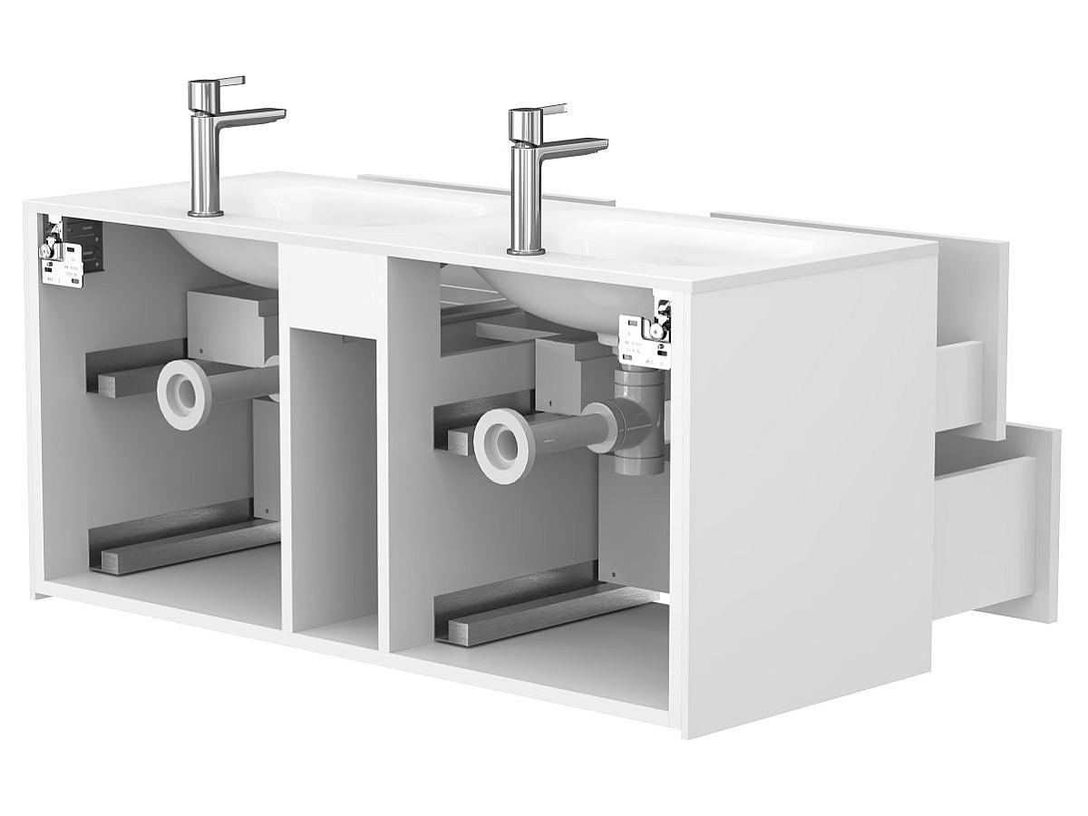 Тумба подвесная SPACE Белая матовая с умывальником JESSEL 1100 D