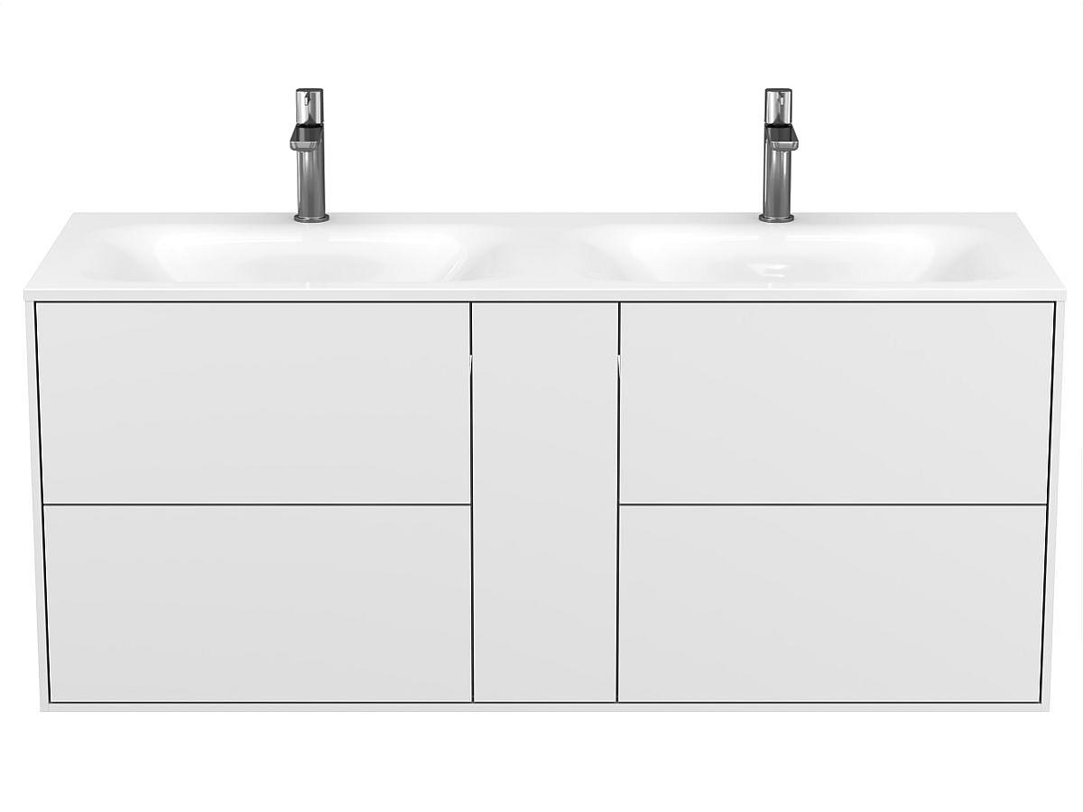 Тумба подвесная SPACE Белая soft-touch с умывальником JESSEL 1200 D