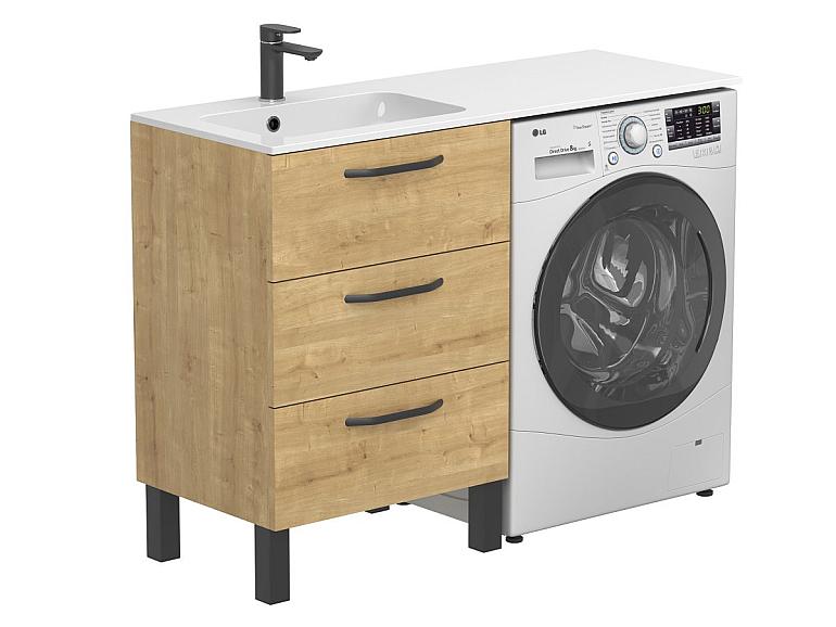 Тумба підлогова TESSA Дуб Гамільтон з умивальником DELLA 1200 L