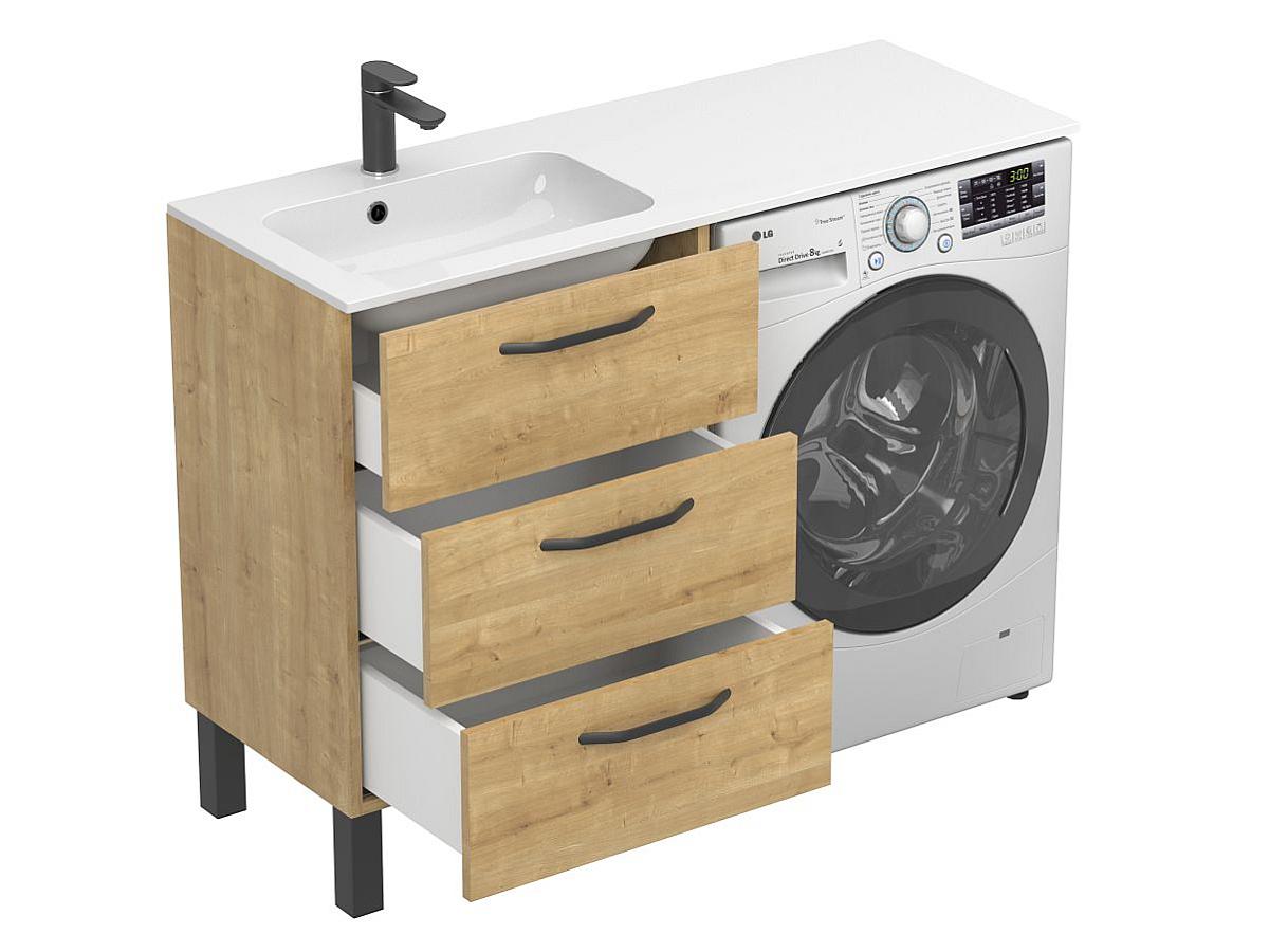 Тумба напольная TESSA Дуб Гамильтон с умывальником DELLA 1200 L