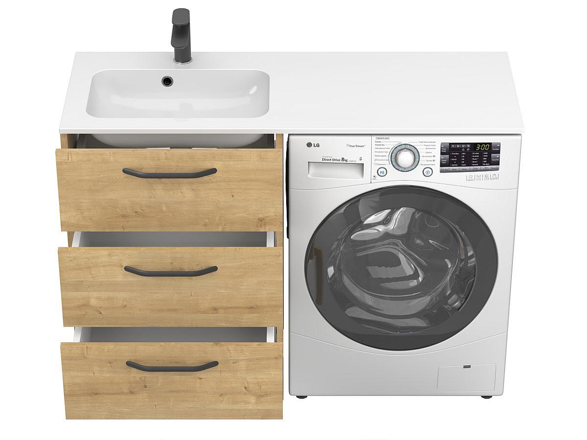 Тумба напольная TESSA Дуб Гамильтон с умывальником DELLA 1200 L