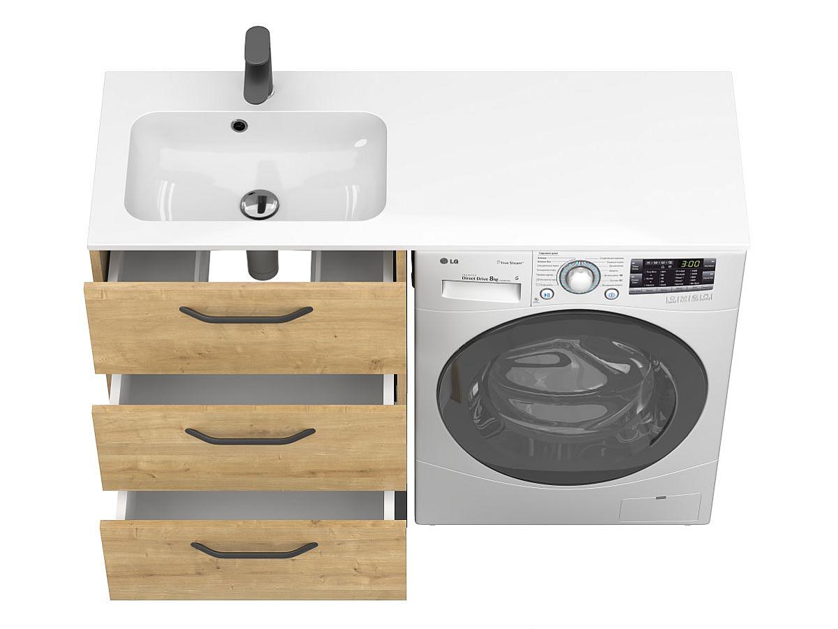 Тумба напольная TESSA Дуб Гамильтон с умывальником DELLA 1200 L