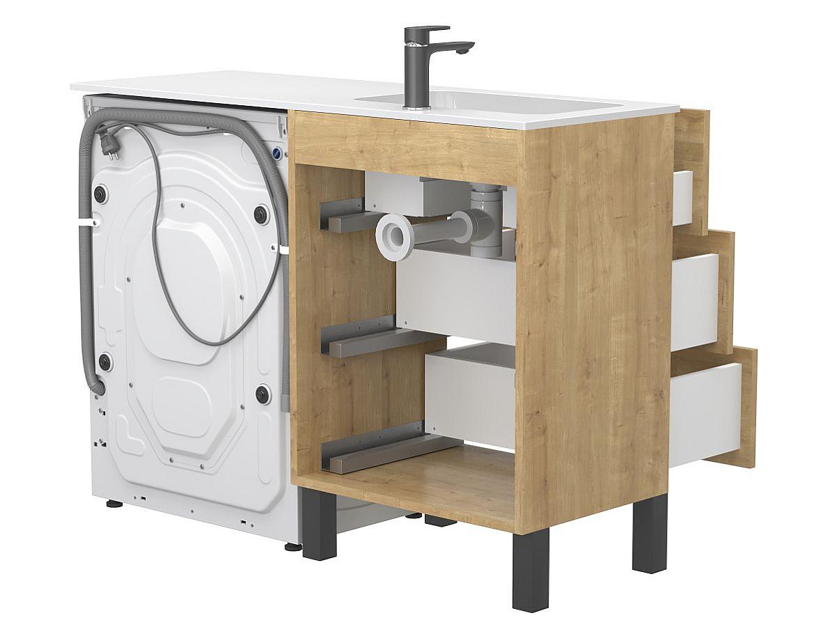 Тумба напольная TESSA Дуб Гамильтон с умывальником DELLA 1200 L