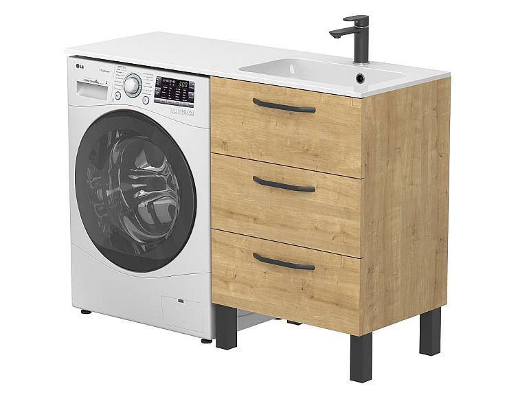 Тумба підлогова TESSA Дуб Гамільтон з умивальником DELLA 1200 R