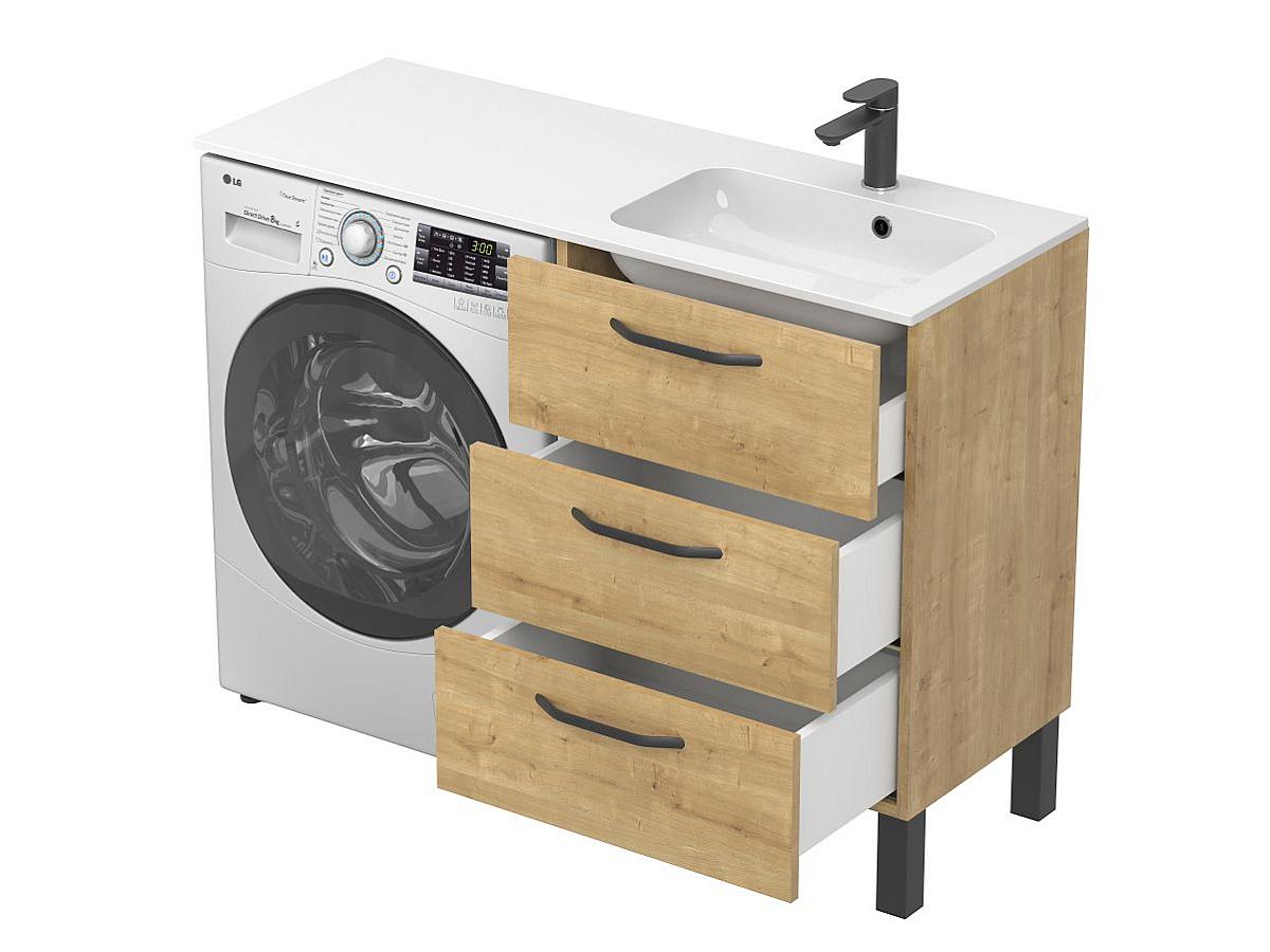 Тумба напольная TESSA Дуб Гамильтон с умывальником DELLA 1200 R