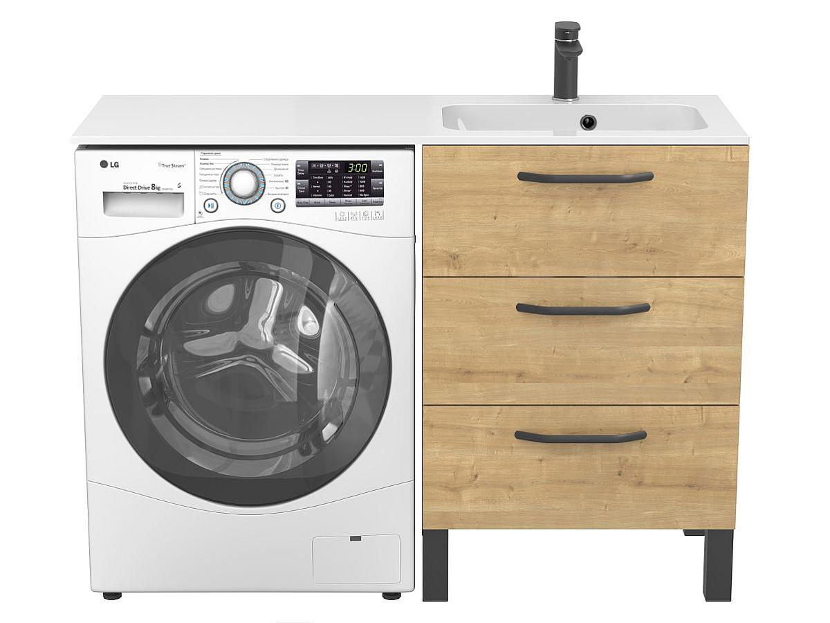 Тумба напольная TESSA Дуб Гамильтон с умывальником DELLA 1200 R