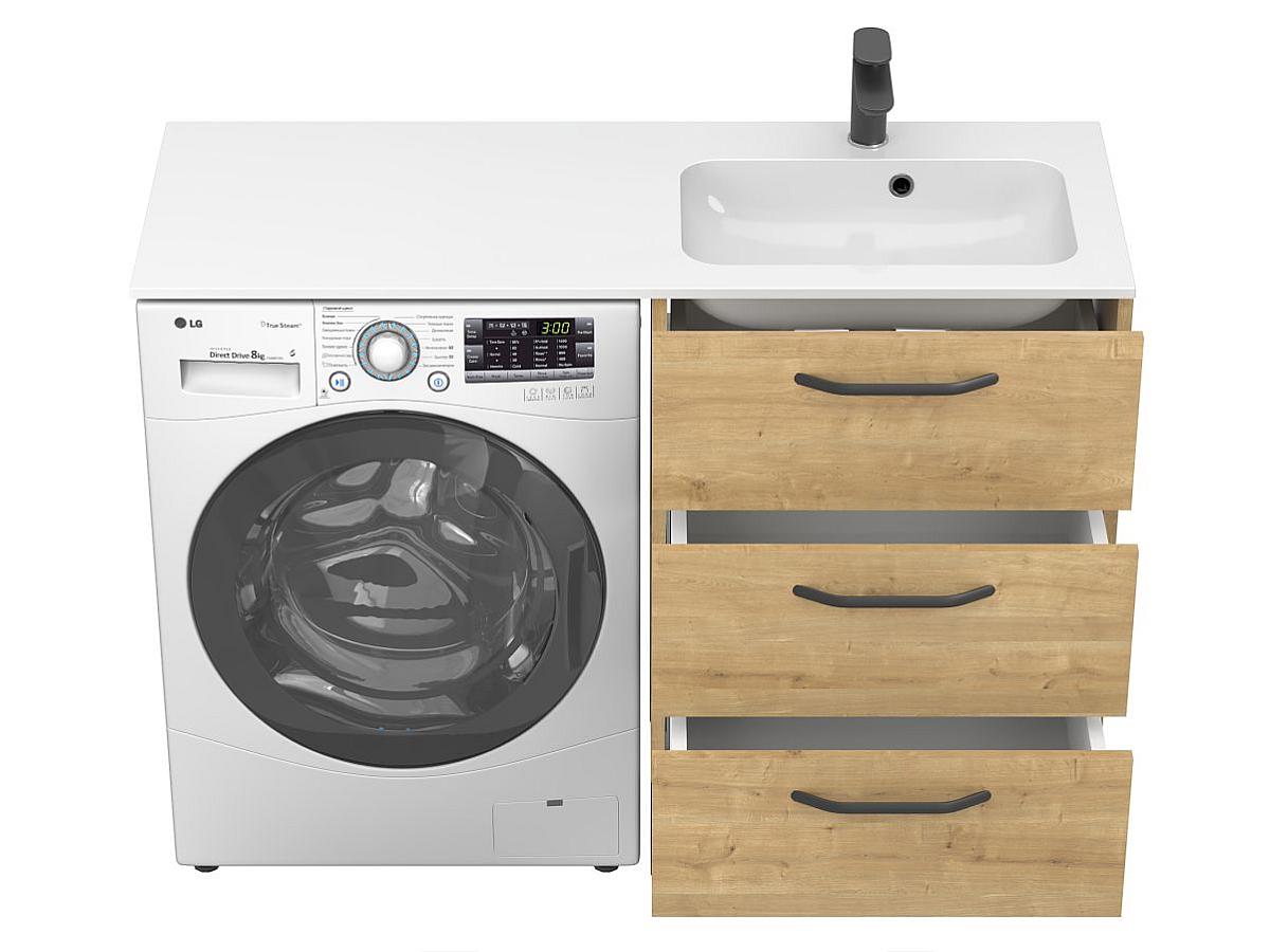 Тумба напольная TESSA Дуб Гамильтон с умывальником DELLA 1200 R