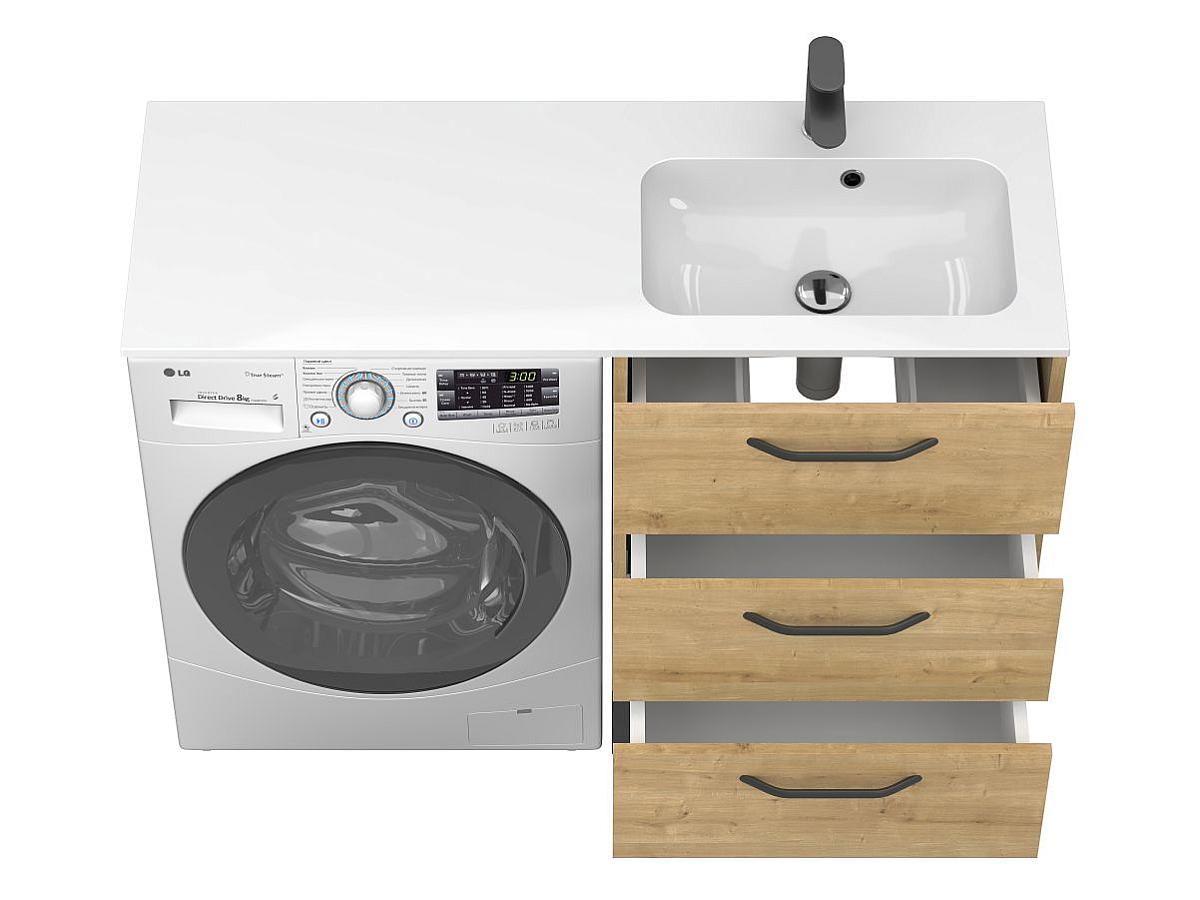 Тумба напольная TESSA Дуб Гамильтон с умывальником DELLA 1200 R