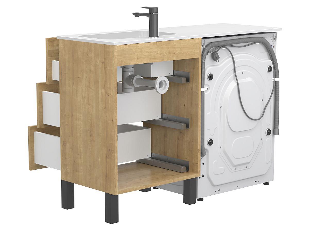 Тумба напольная TESSA Дуб Гамильтон с умывальником DELLA 1200 R