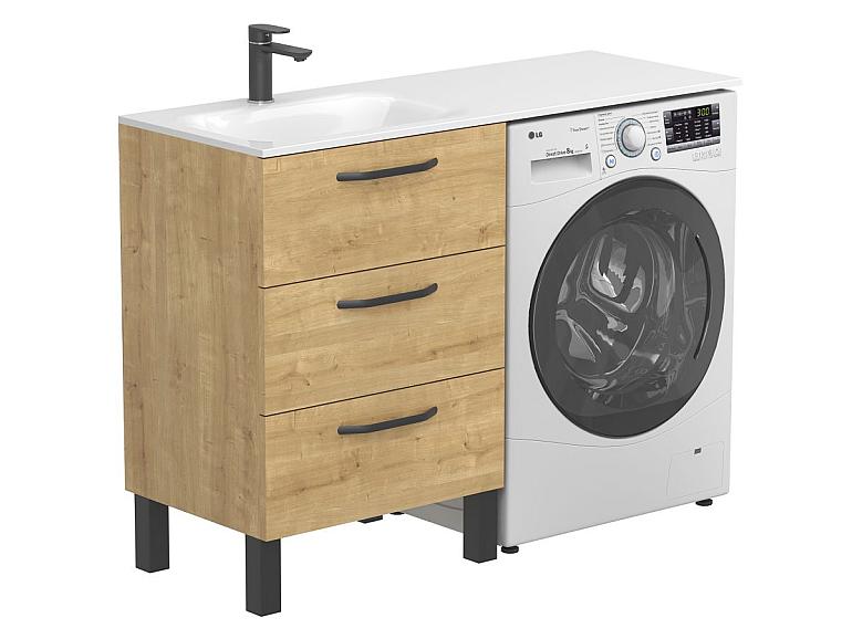 Тумба підлогова TESSA Дуб Гамільтон з умивальником JESSEL 1200 L