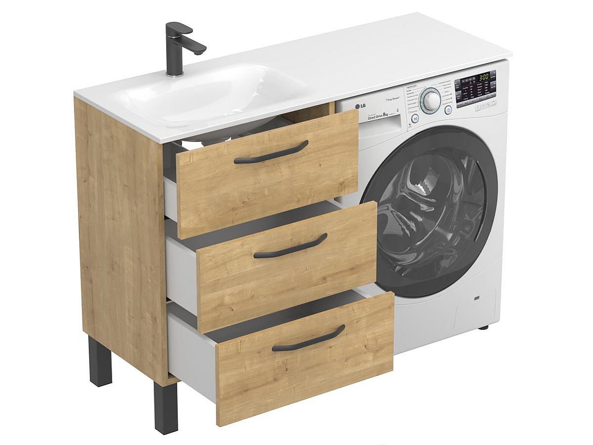 Тумба напольная TESSA Дуб Гамильтон с умывальником JESSEL 1200 L