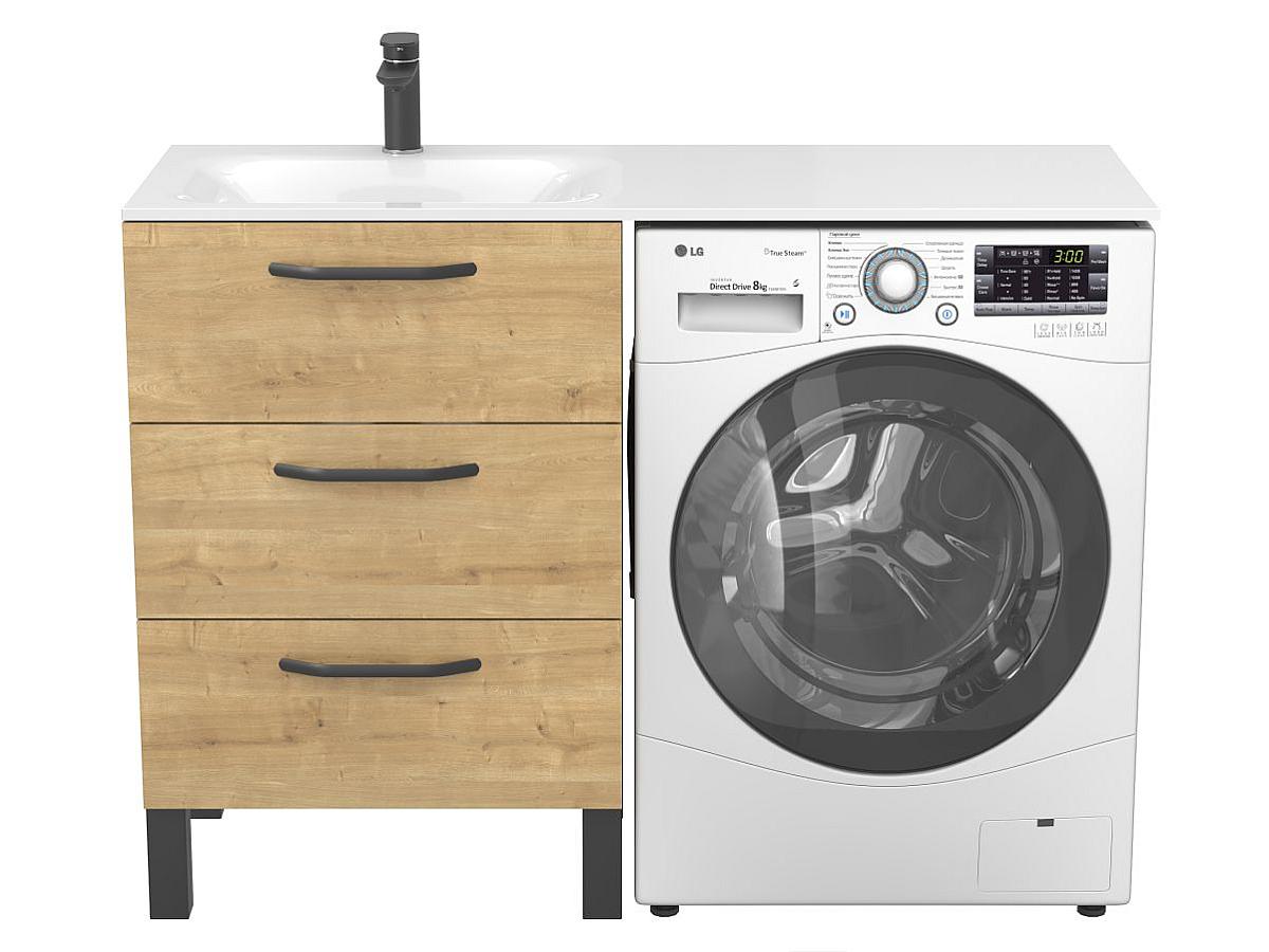 Тумба напольная TESSA Дуб Гамильтон с умывальником JESSEL 1200 L