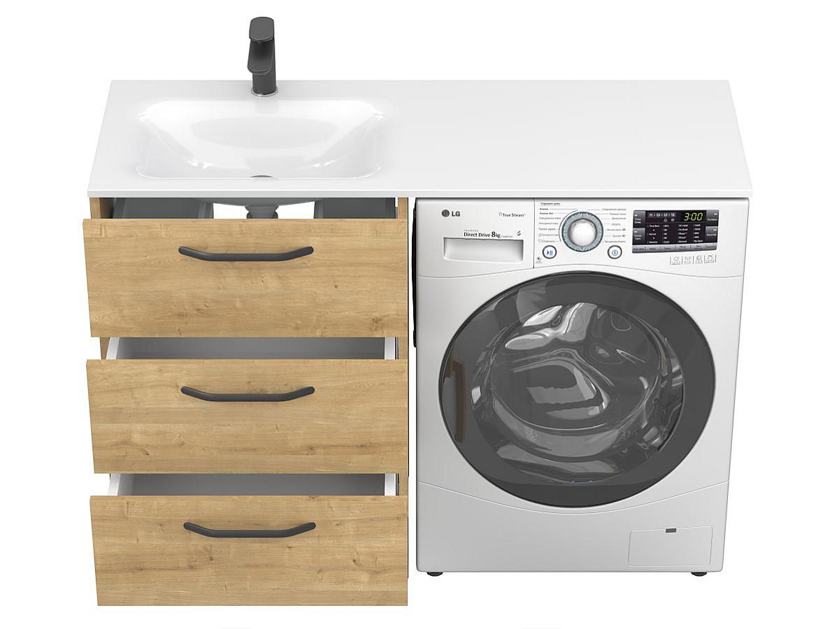 Тумба напольная TESSA Дуб Гамильтон с умывальником JESSEL 1200 L