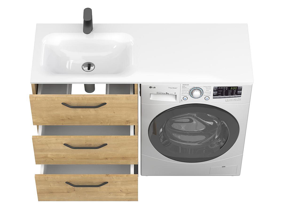 Тумба напольная TESSA Дуб Гамильтон с умывальником JESSEL 1200 L