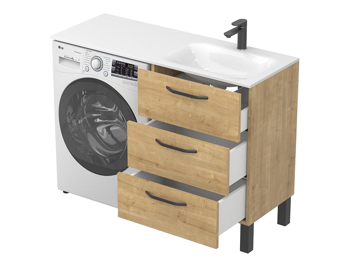 Тумба напольная TESSA Дуб Гамильтон с умывальником JESSEL 1200 R