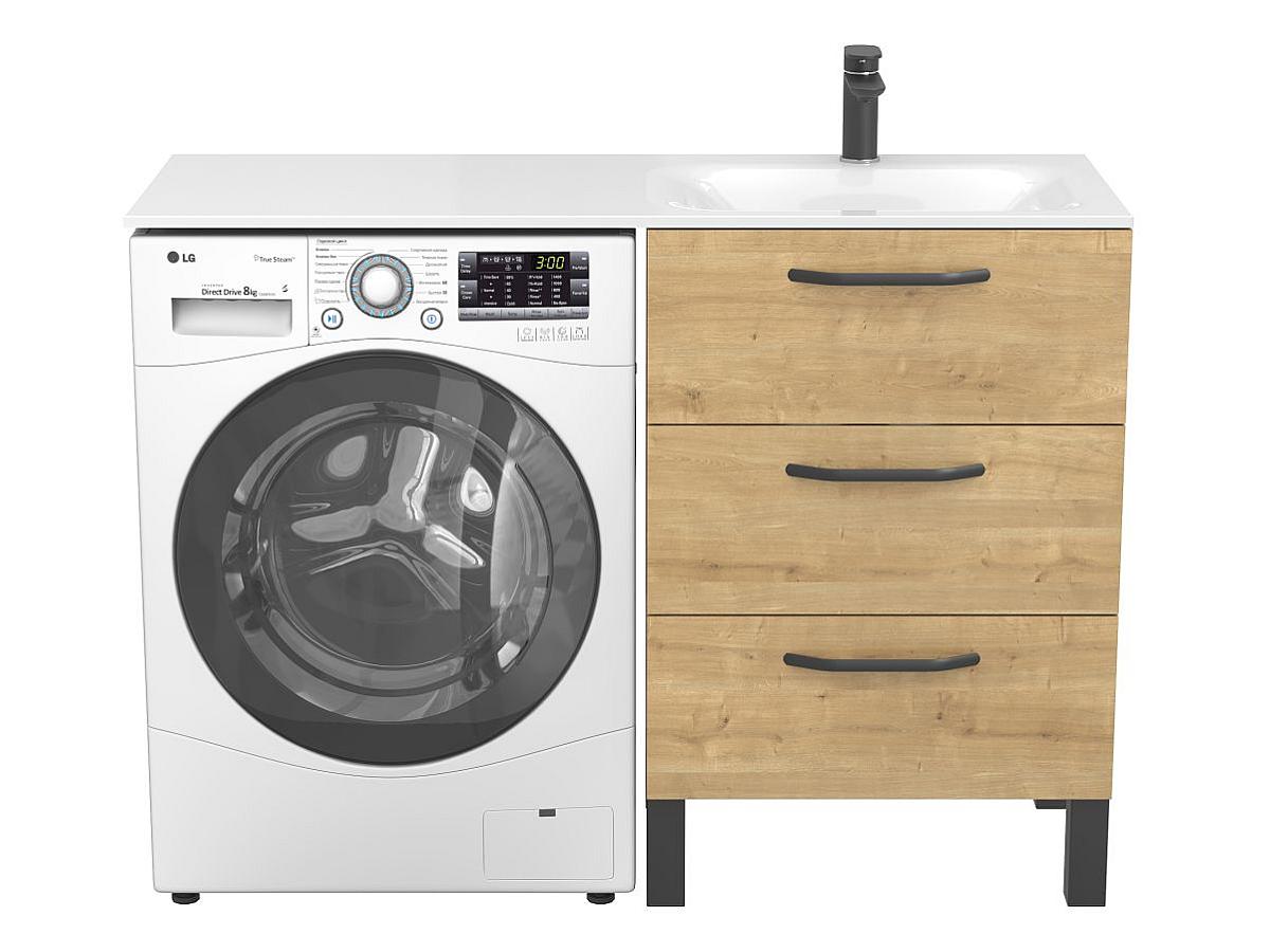 Тумба напольная TESSA Дуб Гамильтон с умывальником JESSEL 1200 R