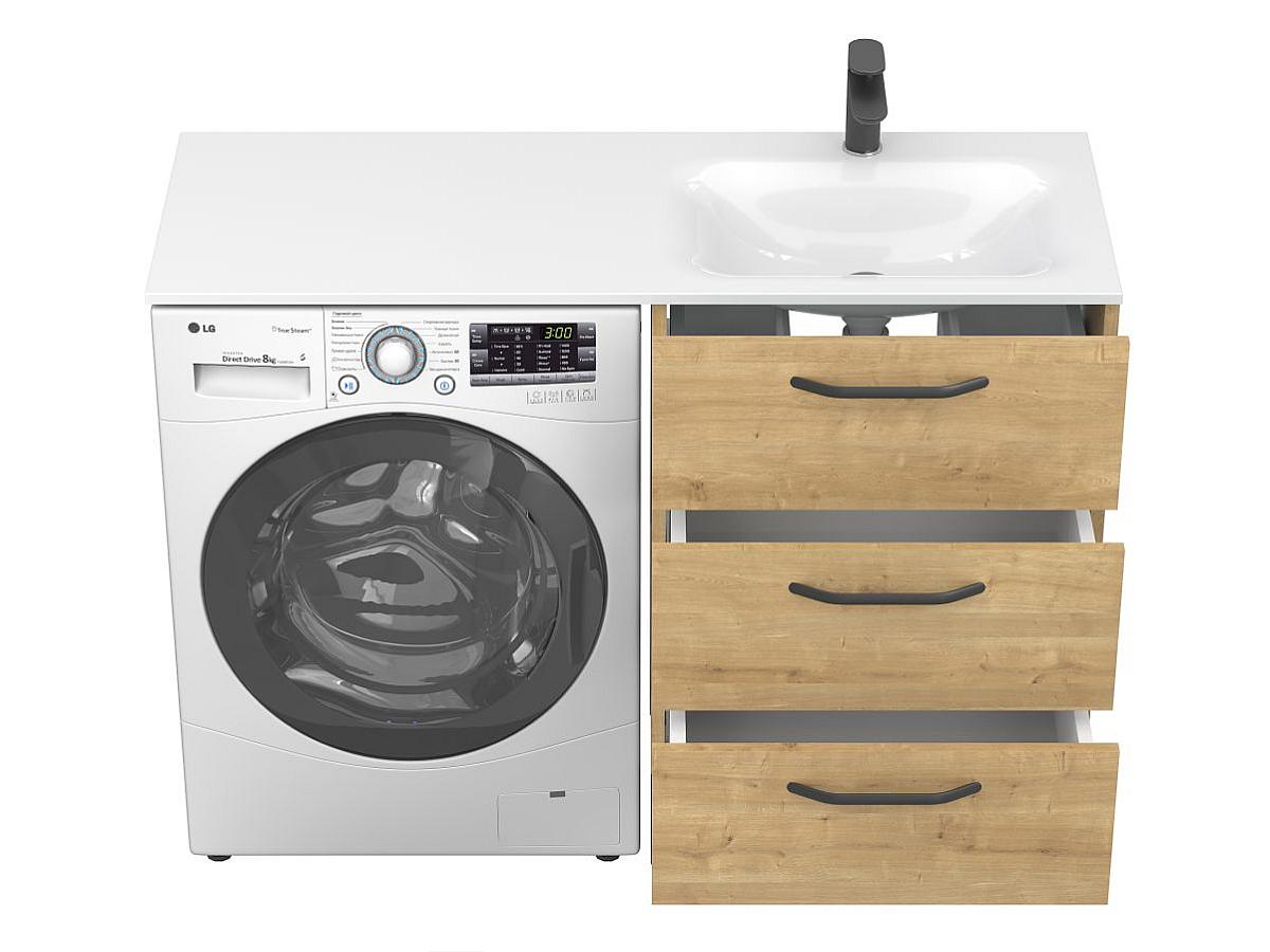 Тумба напольная TESSA Дуб Гамильтон с умывальником JESSEL 1200 R