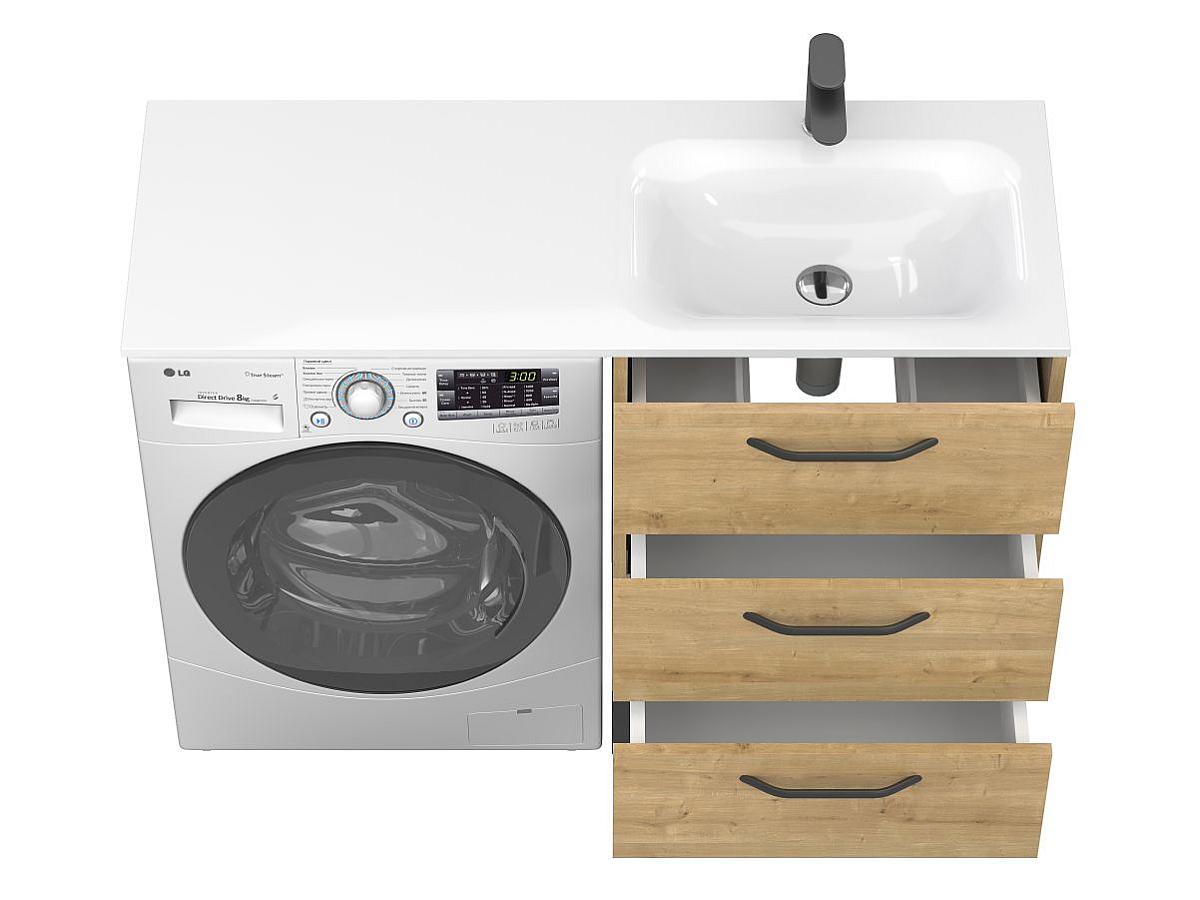 Тумба напольная TESSA Дуб Гамильтон с умывальником JESSEL 1200 R