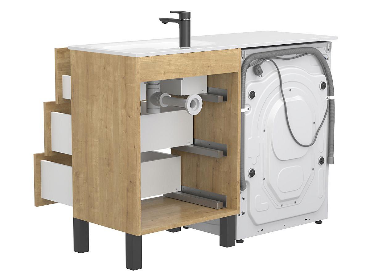 Тумба напольная TESSA Дуб Гамильтон с умывальником JESSEL 1200 R