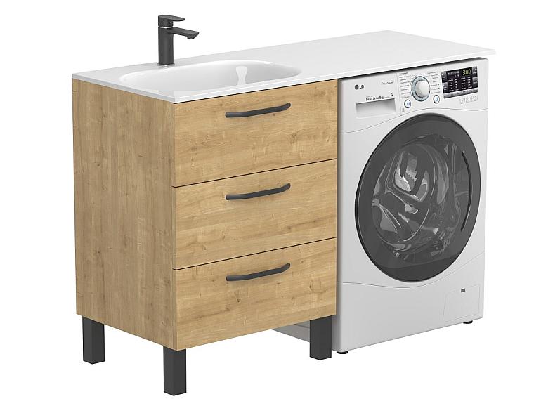 Тумба підлогова TESSA Дуб Гамільтон з умивальником LAKE 1250 L