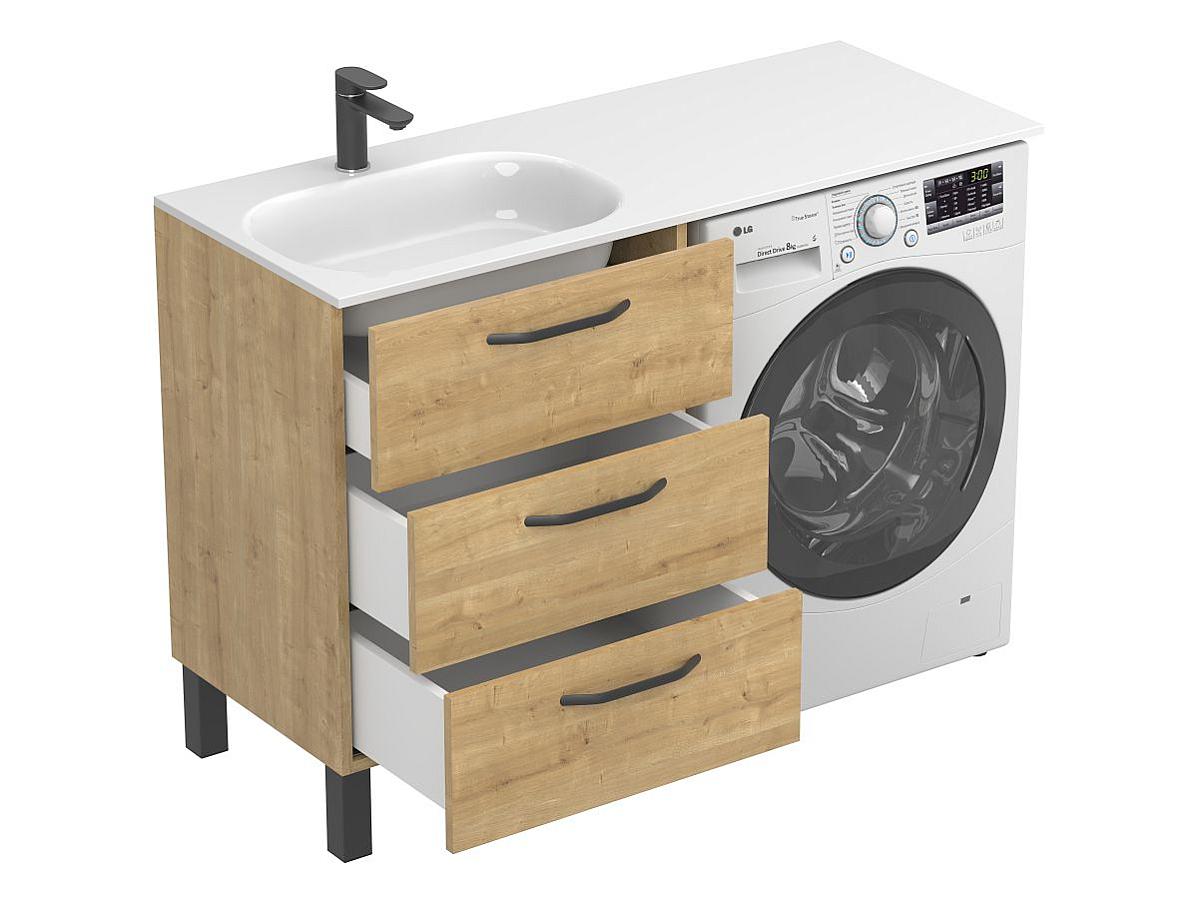 Тумба напольная TESSA Дуб Гамильтон с умывальником LAKE 1250 L