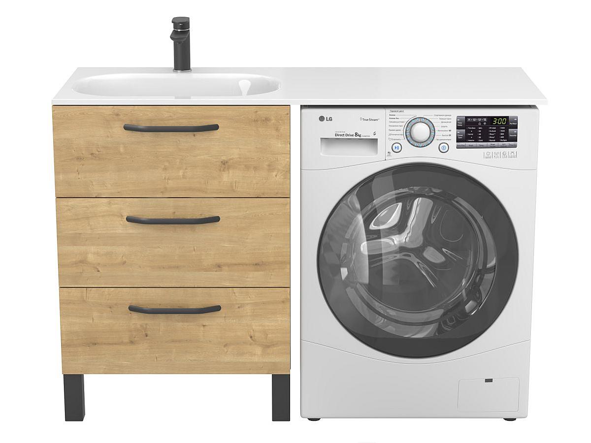 Тумба напольная TESSA Дуб Гамильтон с умывальником LAKE 1250 L