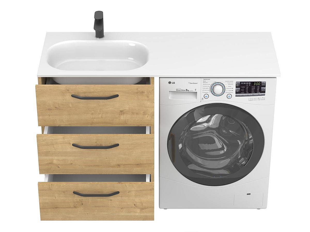 Тумба напольная TESSA Дуб Гамильтон с умывальником LAKE 1250 L