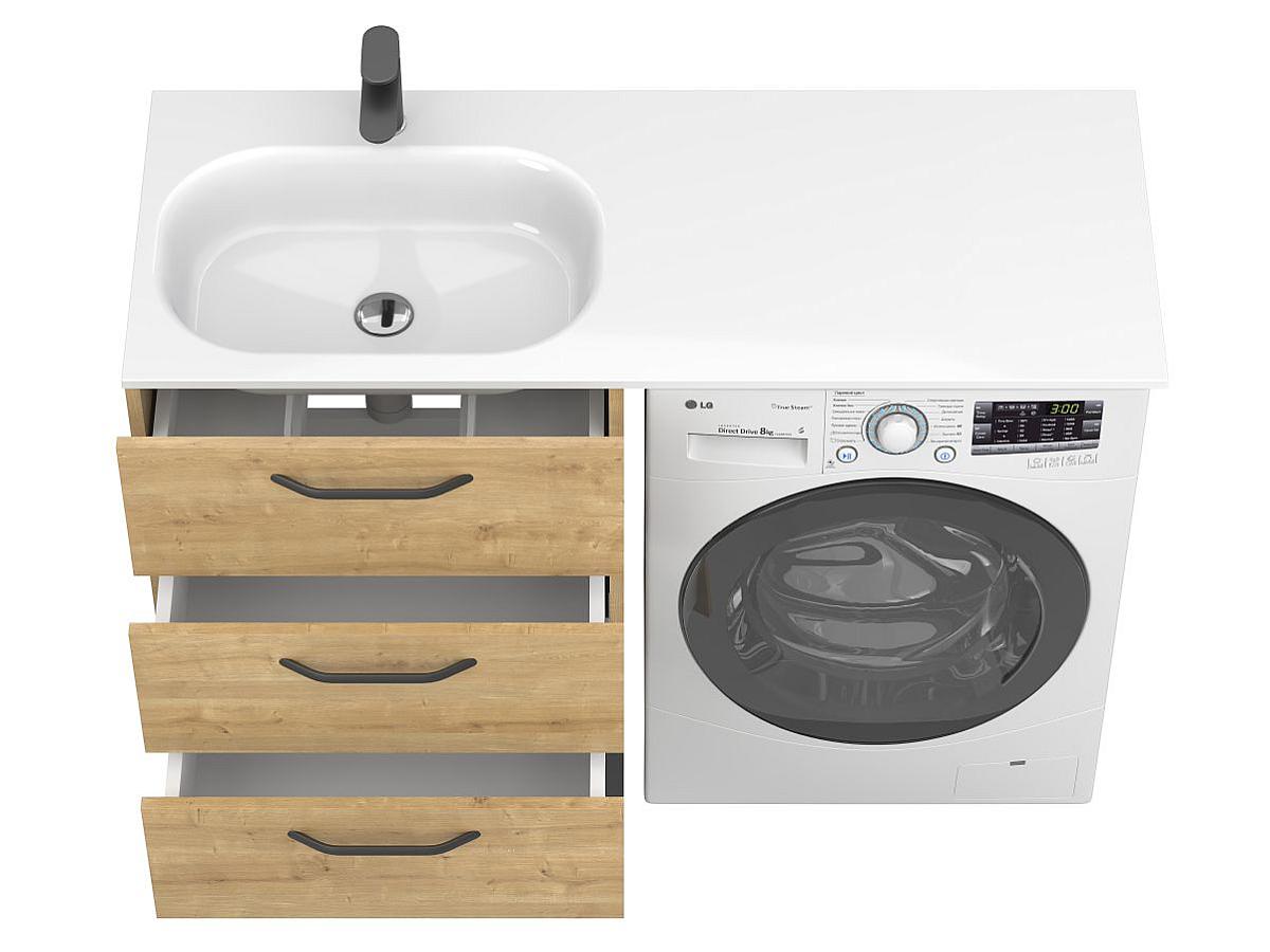 Тумба напольная TESSA Дуб Гамильтон с умывальником LAKE 1250 L