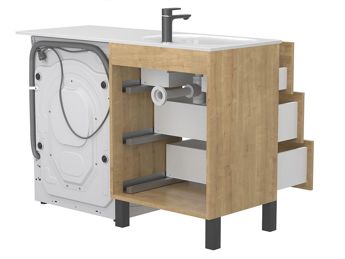 Тумба напольная TESSA Дуб Гамильтон с умывальником LAKE 1250 L