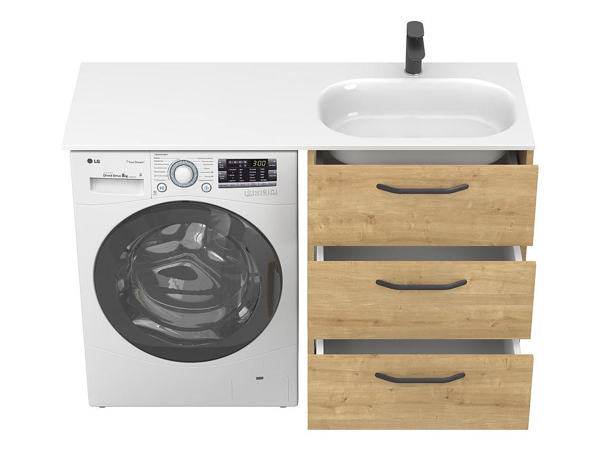 Тумба напольная TESSA Дуб Гамильтон с умывальником LAKE 1250 R