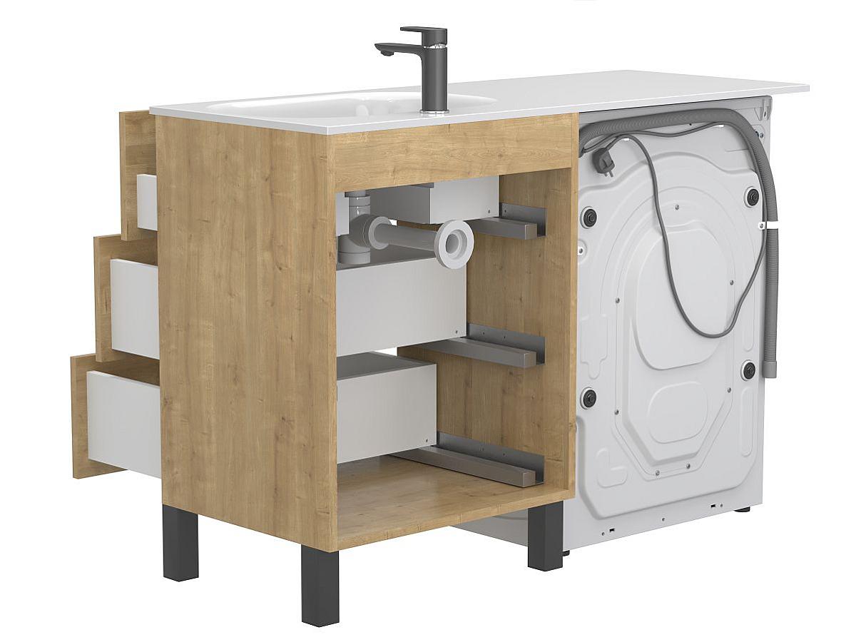 Тумба напольная TESSA Дуб Гамильтон с умывальником LAKE 1250 R