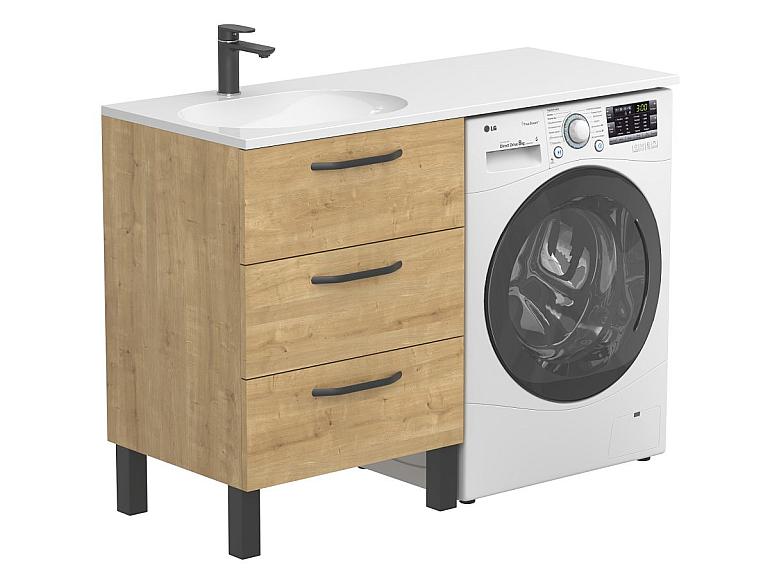 Тумба підлогова TESSA Дуб Гамільтон з умивальником NEW YORK 1200 L