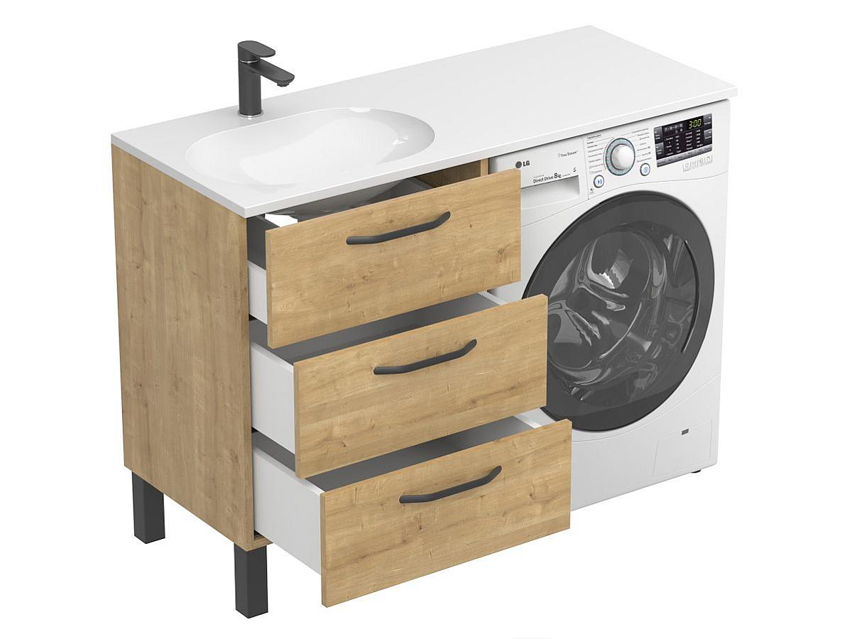 Тумба напольная TESSA Дуб Гамильтон с умывальником NEW YORK 1200 L