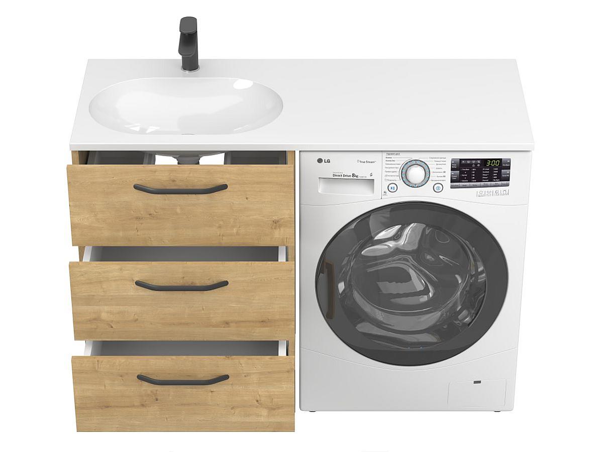 Тумба напольная TESSA Дуб Гамильтон с умывальником NEW YORK 1200 L