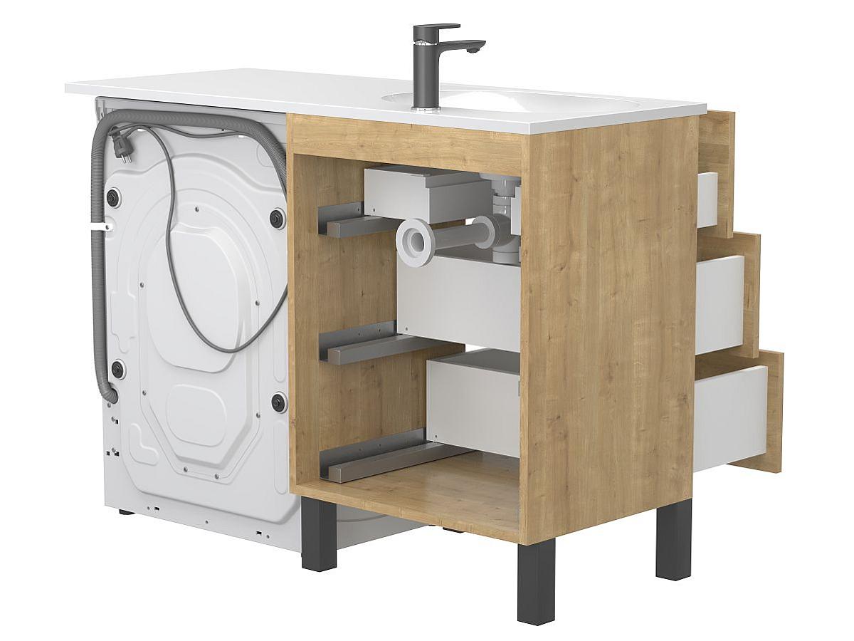 Тумба напольная TESSA Дуб Гамильтон с умывальником NEW YORK 1200 L