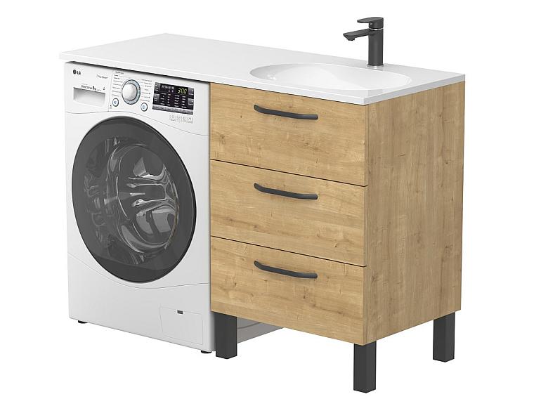 Тумба підлогова TESSA Дуб Гамільтон з умивальником NEW YORK 1200 R