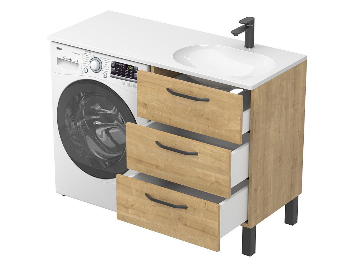 Тумба напольная TESSA Дуб Гамильтон с умывальником NEW YORK 1200 R