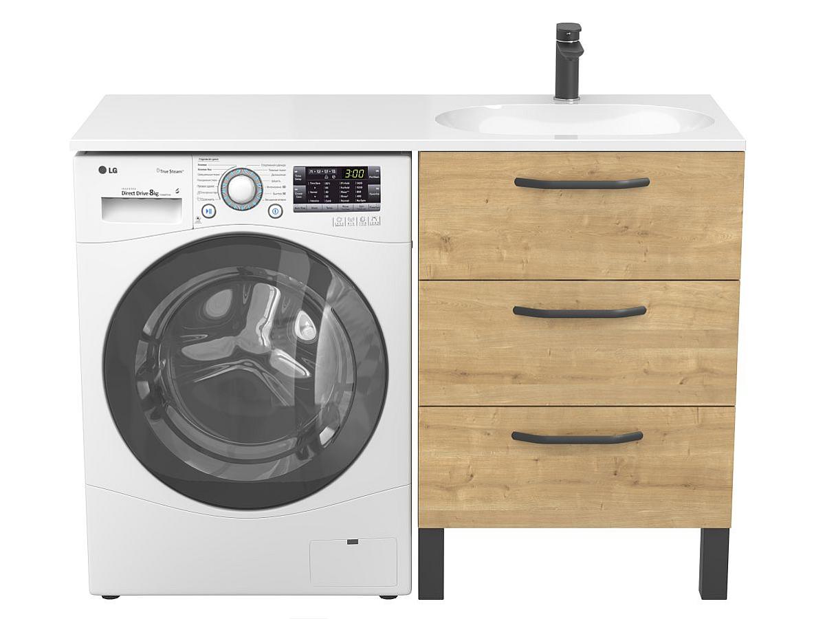 Тумба напольная TESSA Дуб Гамильтон с умывальником NEW YORK 1200 R