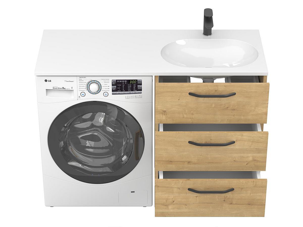 Тумба напольная TESSA Дуб Гамильтон с умывальником NEW YORK 1200 R