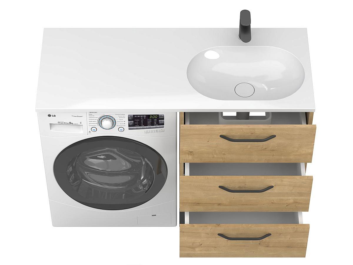 Тумба напольная TESSA Дуб Гамильтон с умывальником NEW YORK 1200 R